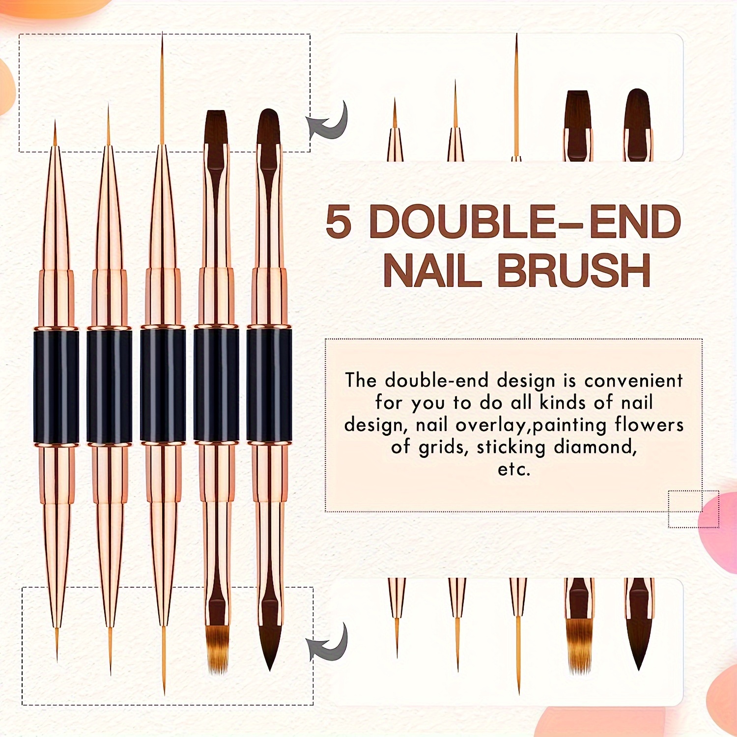 Professional Nail Art Brush Set Double ended Nail Art - Temu