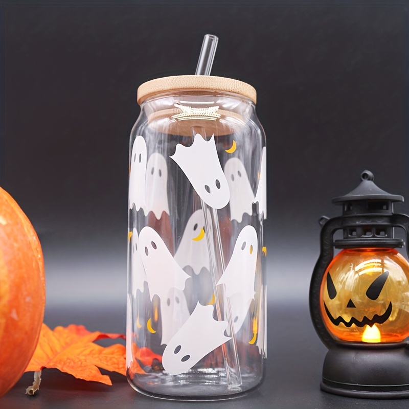 High Borosilicate Glass Water Cup With Airtight Lids & Straws, Screaming  Ghost Face Transparent Glass Jar Glass Cup, No You Hang Up Coffee Cup,  Halloween Gift Glass - Temu