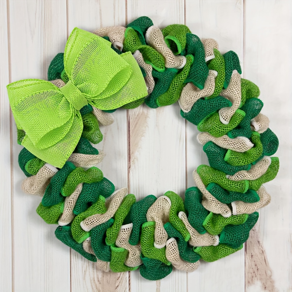 St. Patricks Day Ribbon Flower Bouquet Gift Wrapping Bow Ribbon Packing Supplies for DIY Sewing Craft Green, Size: 5