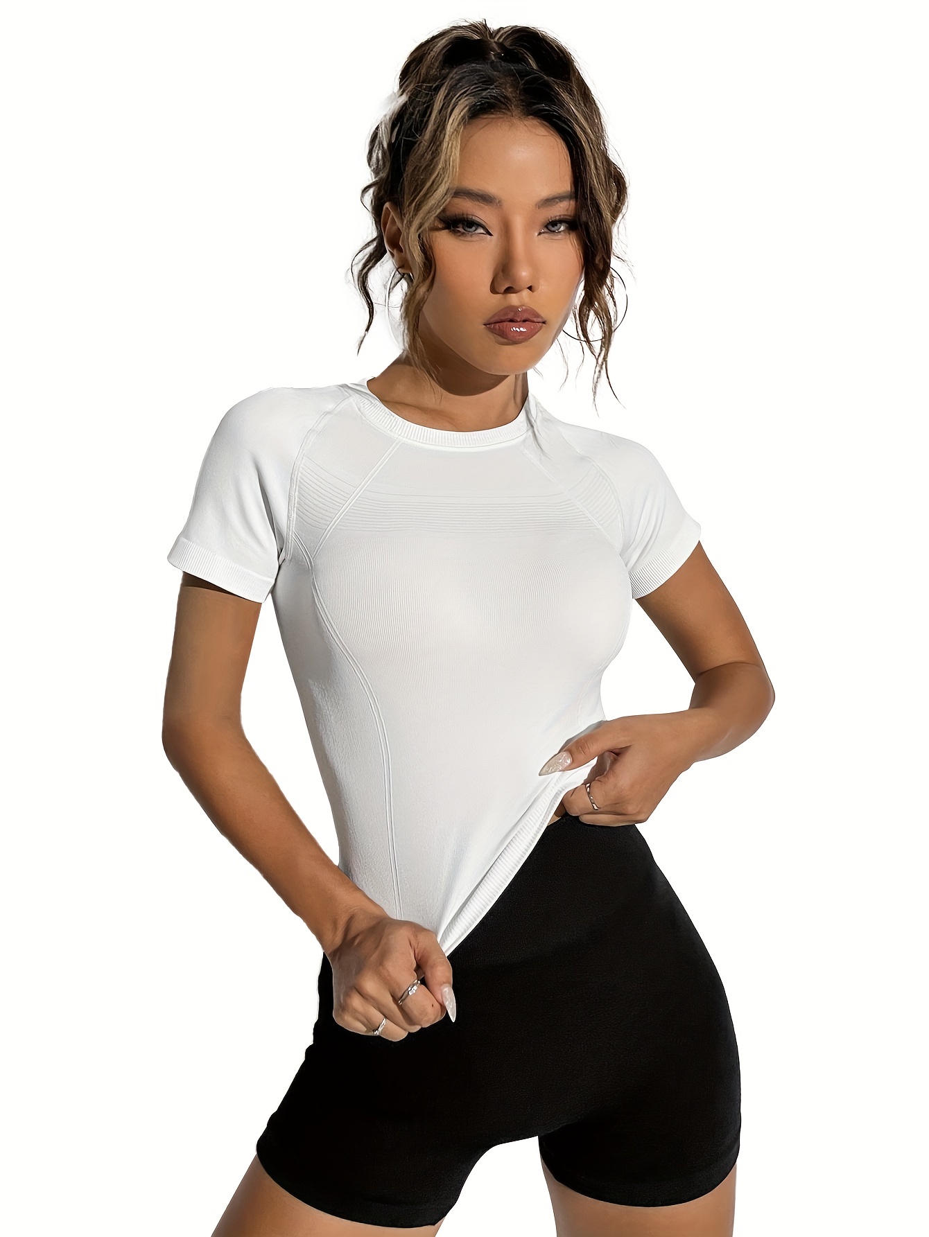 Women's Fitness Yoga T shirt Top Sexy Quick Dry Breathable - Temu