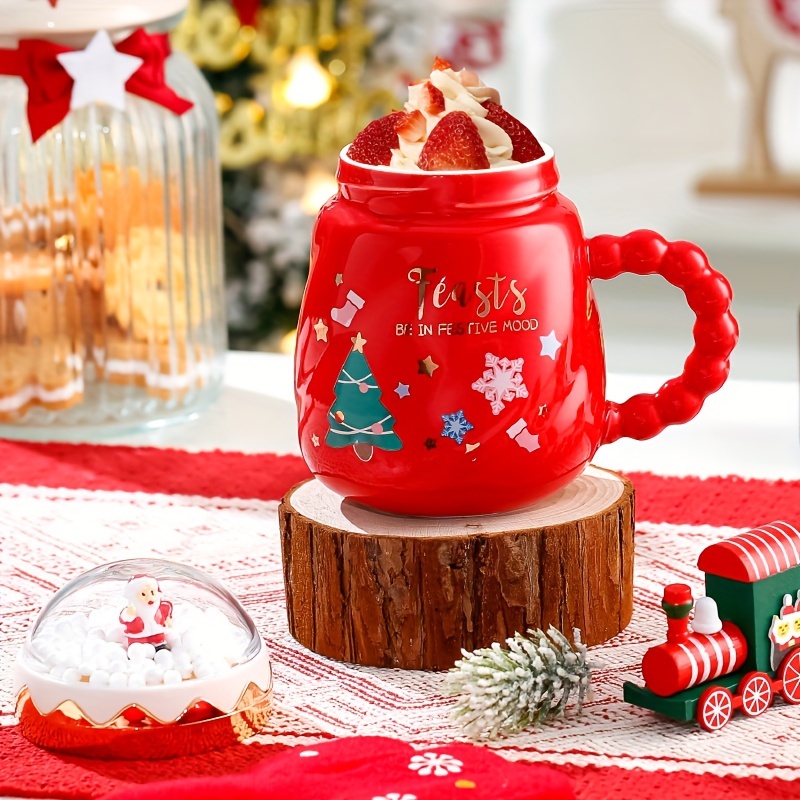 1pc Christmas Mug, Cute Ceramic Tea mugs with Christmas Santa Lid, Novelty  Christmas Cup for Milk, Coffee, Hot Chocolate, Christmas Gift for Women,  Kids, Colleagues, Family, Friends