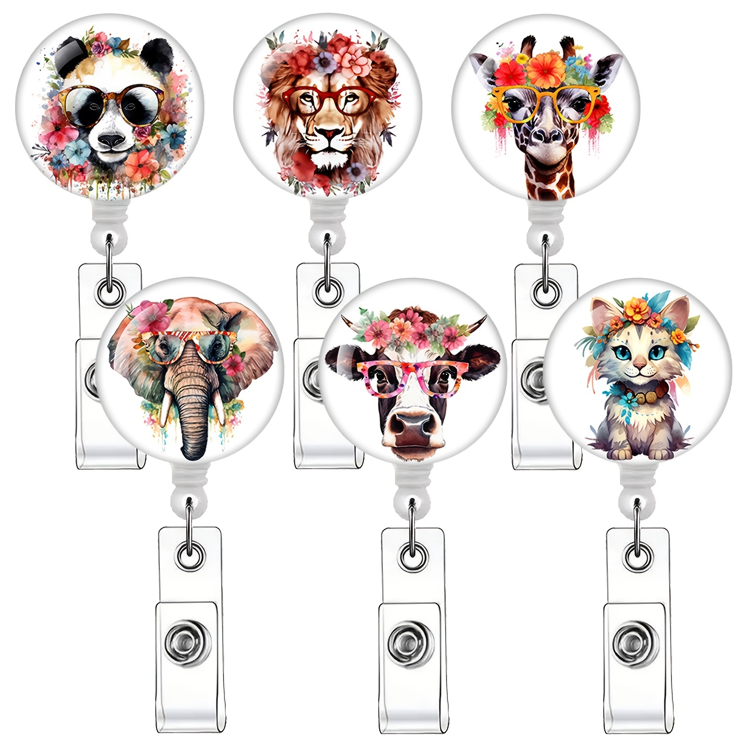 6pcs Stylish Unique Colorful Glitter Badge Reel Retractable Badge Holders  fit Nurses, Doctors, Teachers, ID Card Holders and Student Business Meeting  School Office.3.2*1.28inc