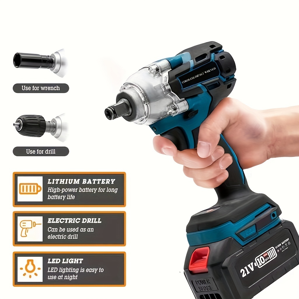 21v cordless electric impact wrench high torque 1 2 inch drive rechargeable portable perfect for automotive construction diy tasks