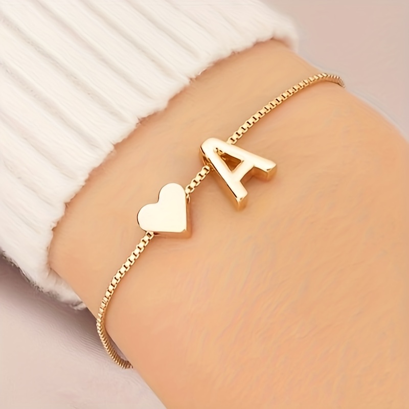 1pc Romantic H Letter Charm Bracelet Gift For Her Monogram H Name Letter  Charm Bracelet Jewelry Accessory - Bracelets - AliExpress