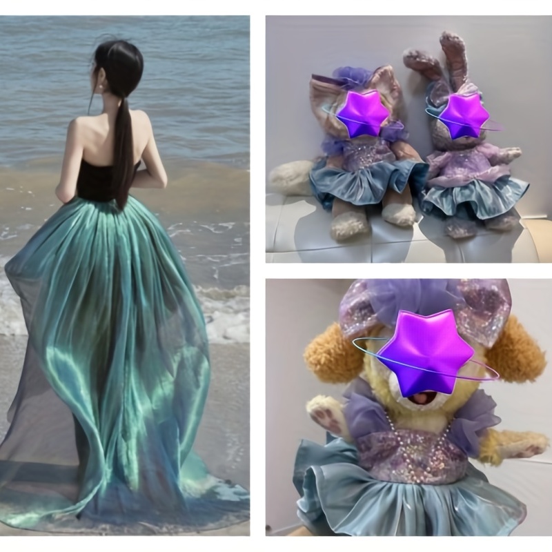 Gradient Color Soft Glitter Satin Fabric Dress Wedding Skirt