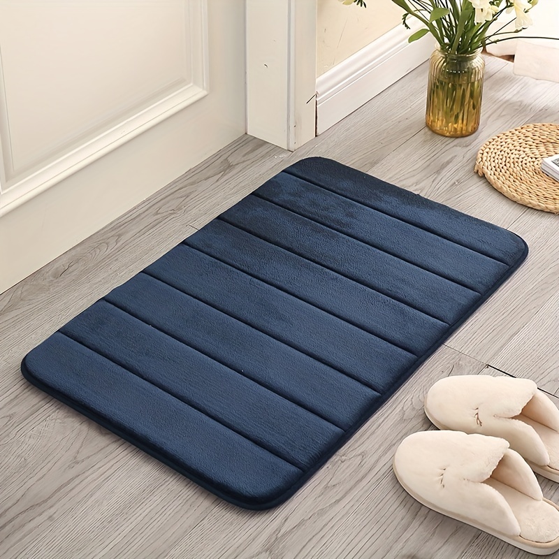 Solid Navy Blue Bathmat Set Durable Non slip Bathroom Rug - Temu