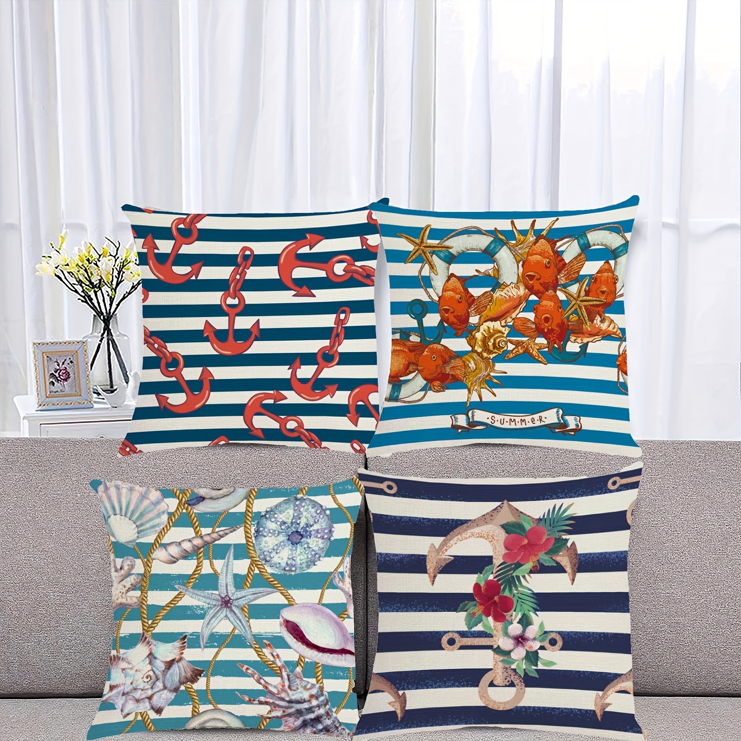 Cotton Throw Pillow Cover Striped Cushion Case Covers Home Sofa