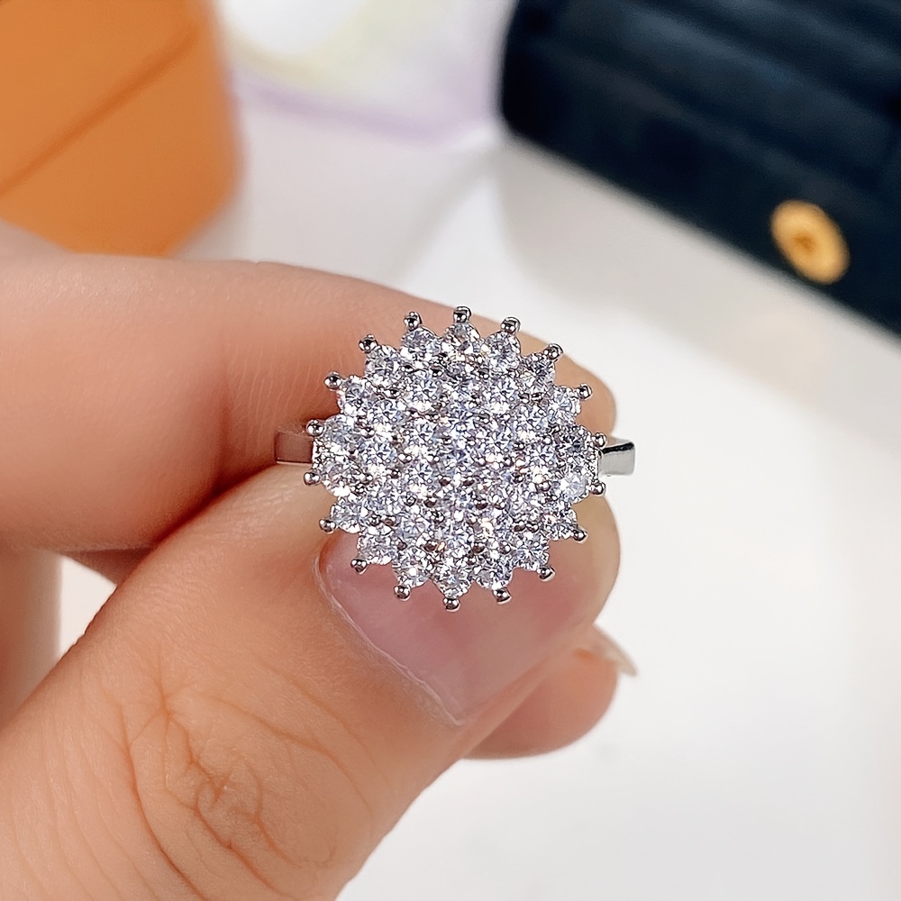 Lotus Zirconia Flower Ring for Women