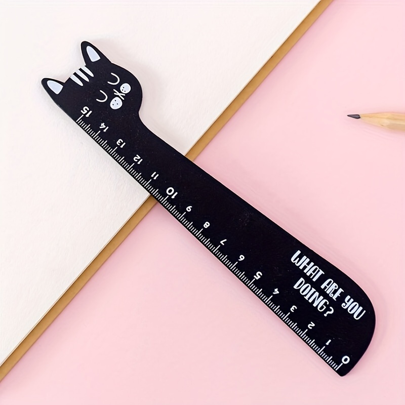 1pc Cute Cat Shaped Ruler Wooden Ruler Cartoon Animal - Temu