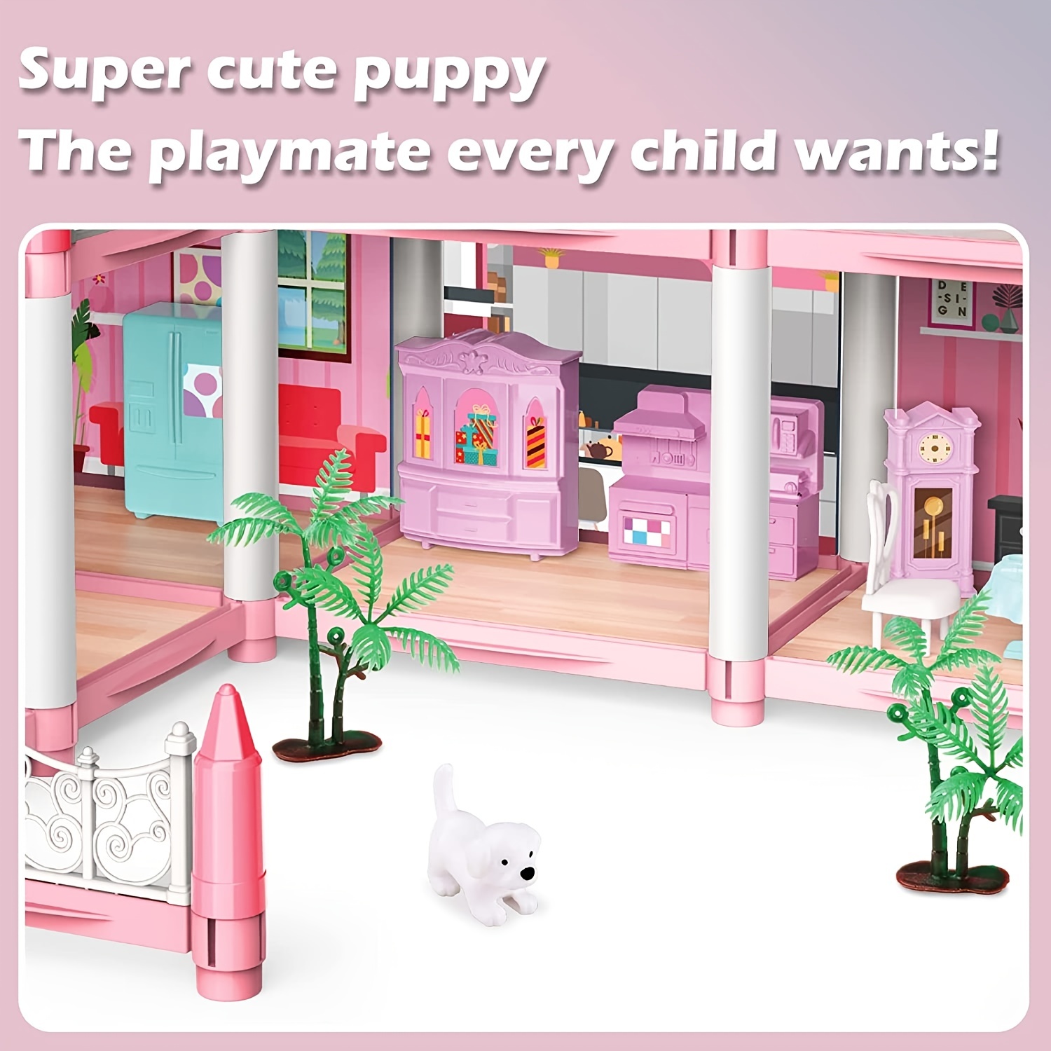 3pcs meubles de maison de poupée filles enfants coiffeuse jouets ensemble  accessoires cadeau de fille de noël rose