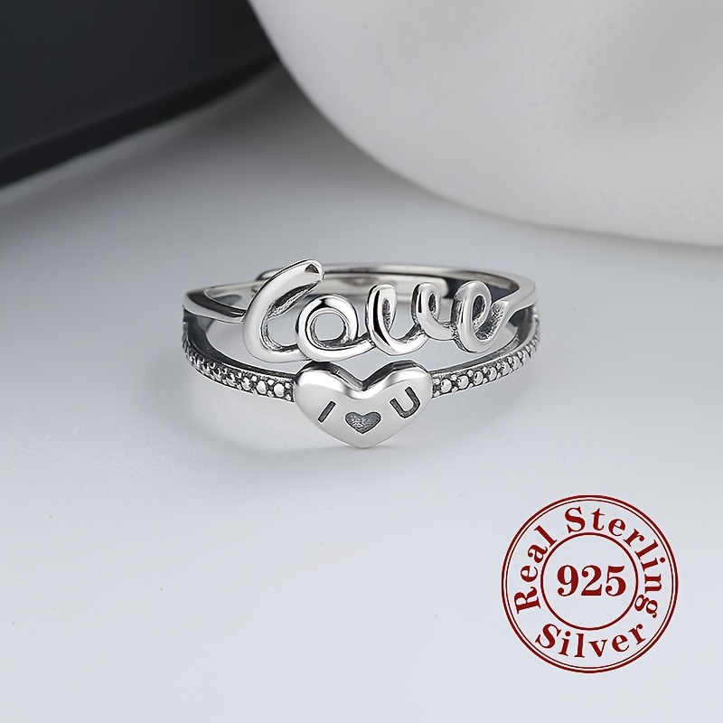 

1pc 925 Sterling Silver Open Ring Symbol Of Love And Fashion High Quality Adjustable Ring Match Daily Outfits Party Accessory