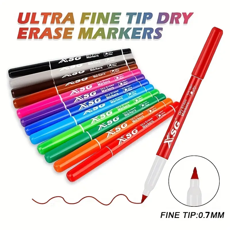 Xsg 12 Colors Dry Erase Markers Ultra Fine Tip, Ultra Fine Point Dry Erase  Markers,12 Assorted Colors Whiteboard Markers For Adults & Kids,extra Fine  Tip For Planning & Calendar Whiteboards - Temu