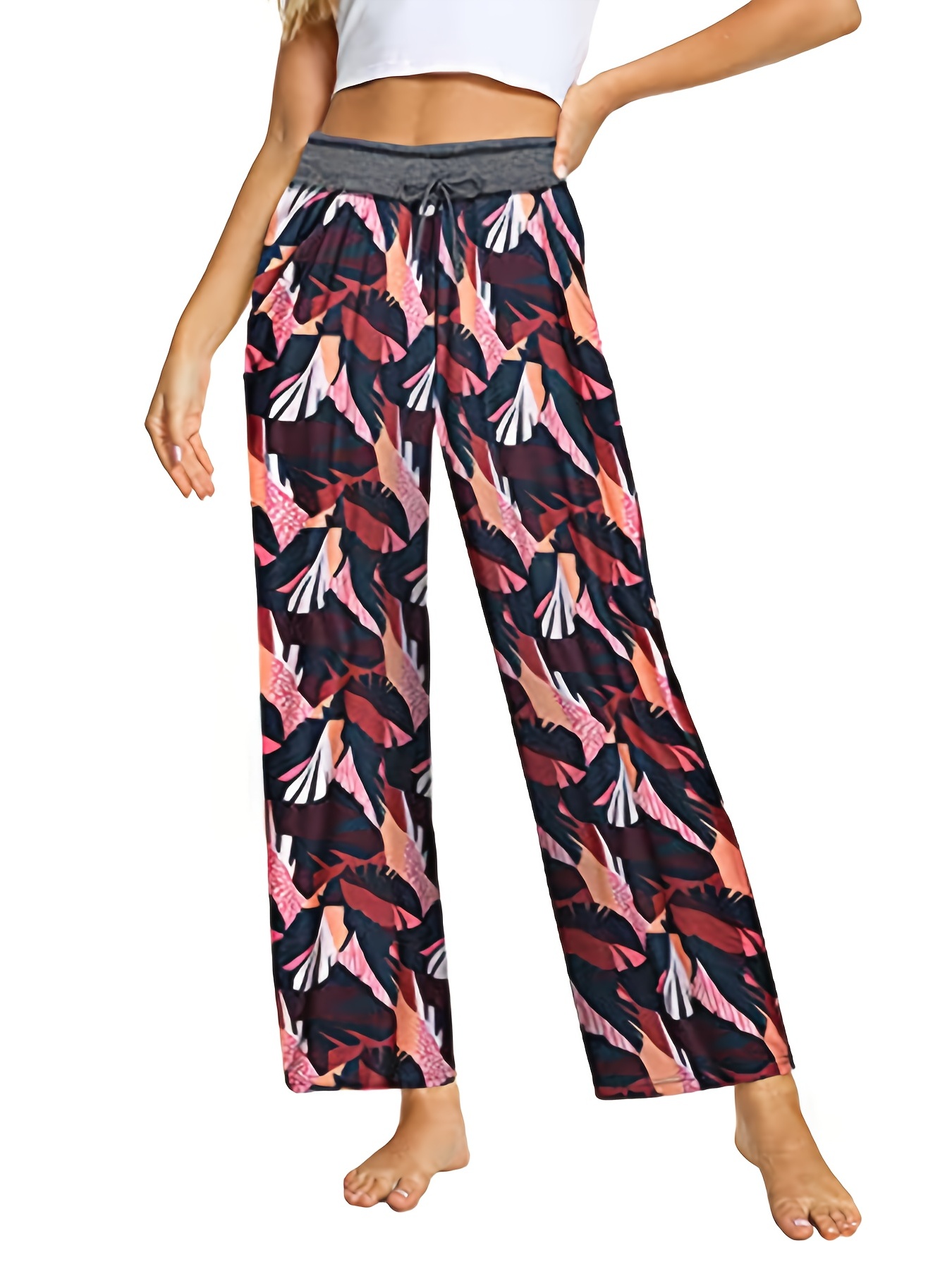 Plaid Lounge Pants Colorblock Comfy Elastic Waistband Pants - Temu