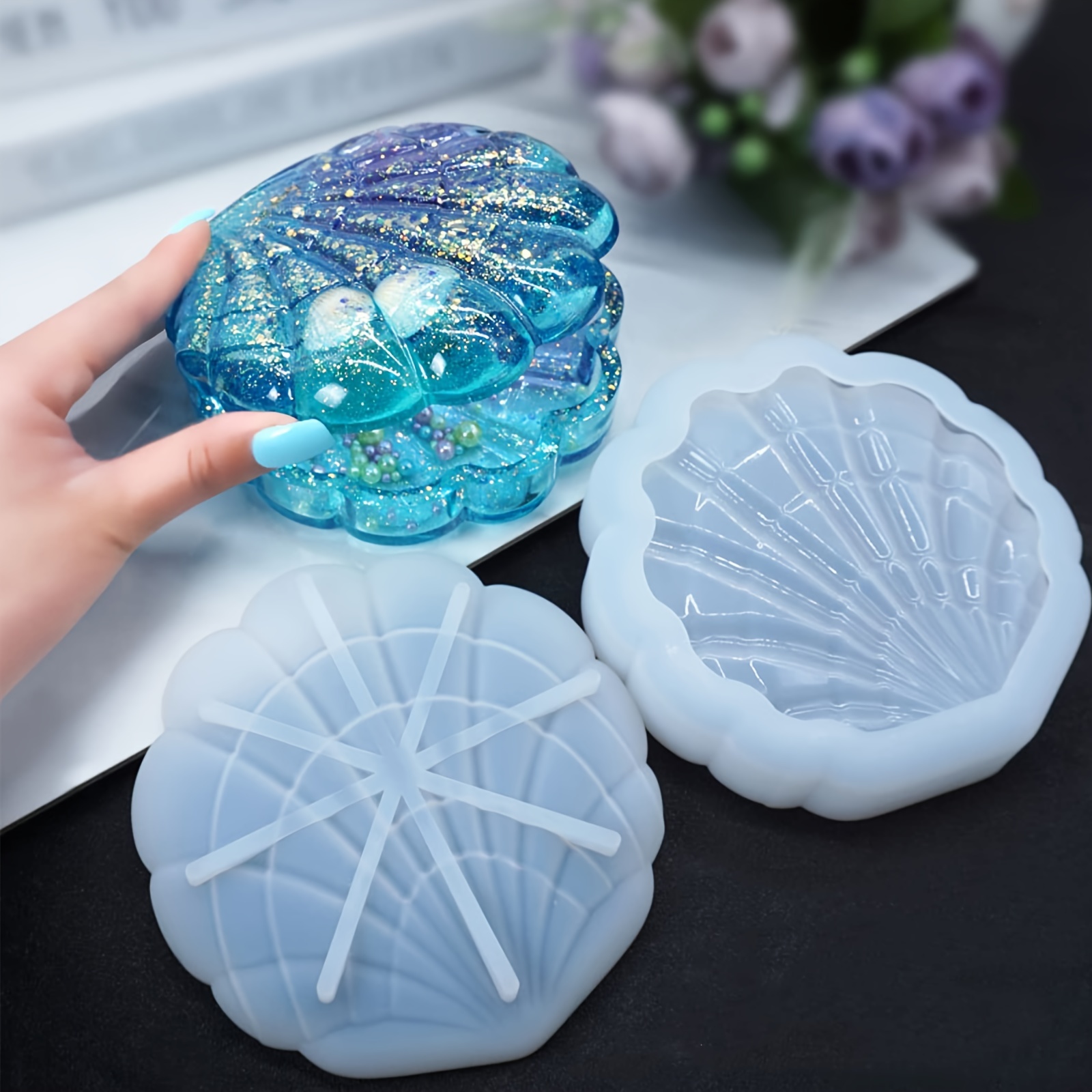 Box Resin Molds, Jewelry Box Molds with Heart Shape Silicone Resin Mold,  Hexagon Storage Box Mold and Square Epoxy Molds for Making Resin Molds