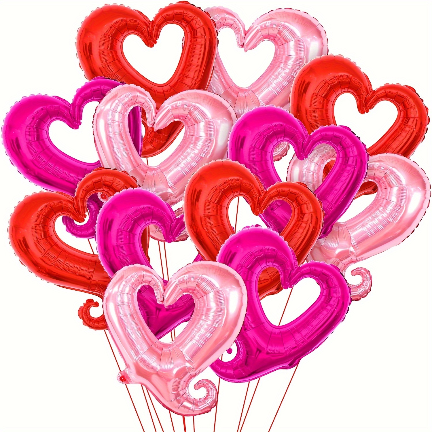 Globos de corazón rosa, paquete de 12 globos de Mylar de color oro rosa  para el día de San Valentín, decoración en forma de corazón