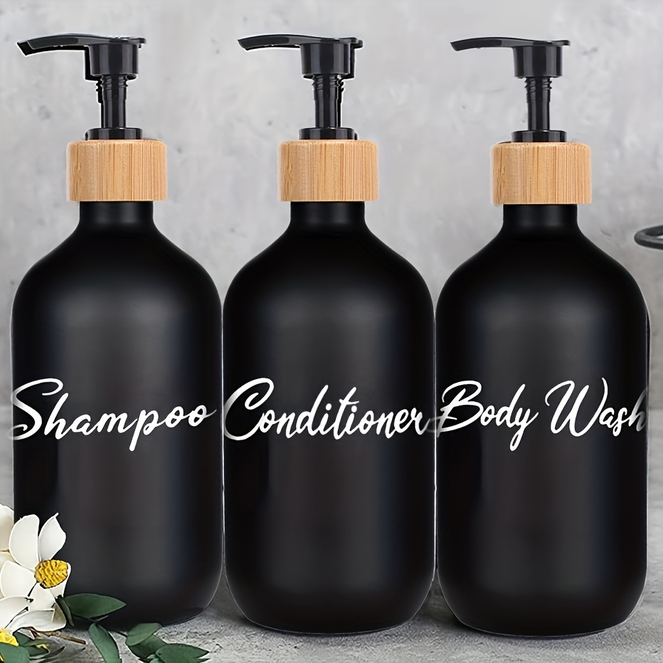 

3pcs Black Soap Dispenser, Bathroom Shower Shampoo Shower Gel Bottle, Refillable Soap Liquid Storage Container