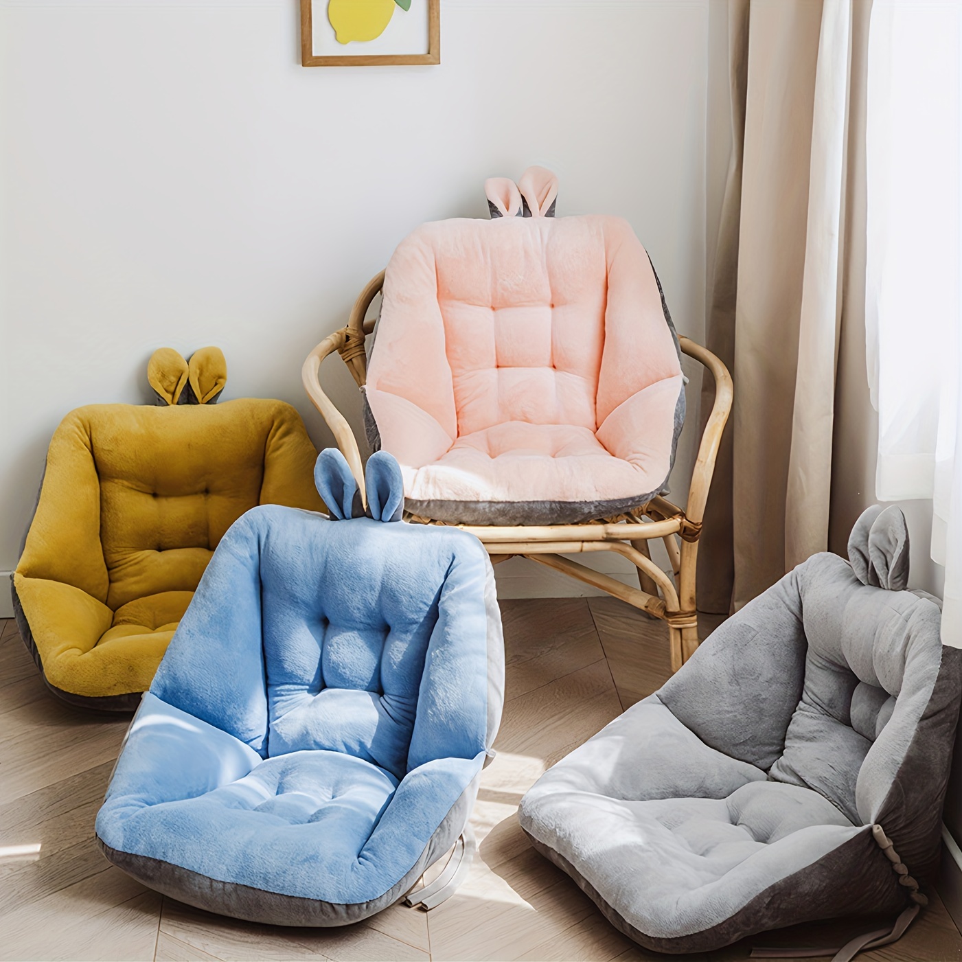 Cute Rabbit Ears Pattern Integrated Cushion Office Study - Temu