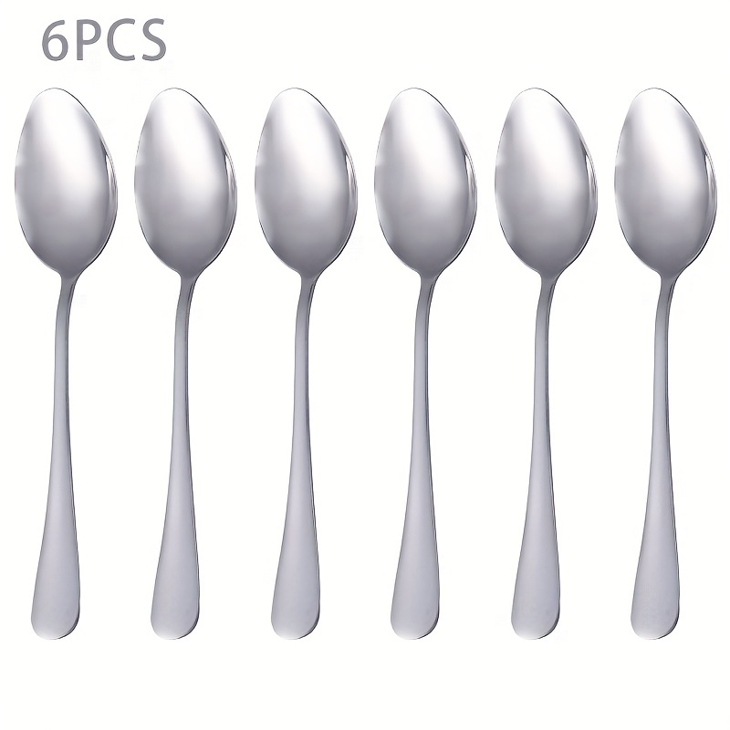 Dinner Spoons Black, 12 Pieces Stainless Steel Silverware Spoons, Tablespoon,  Dessert Spoons for Home, Kitchen or Restaurant - 7 1/3 Inches, Mirror  Finish and Dishwasher Safe 