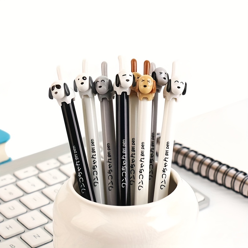 

2pcs/set Black White Dog 0.5mm Gel Pens Cartoon Black Ink Press Type Writing Pen Office Stationery School Gifts Kawaii Supplies