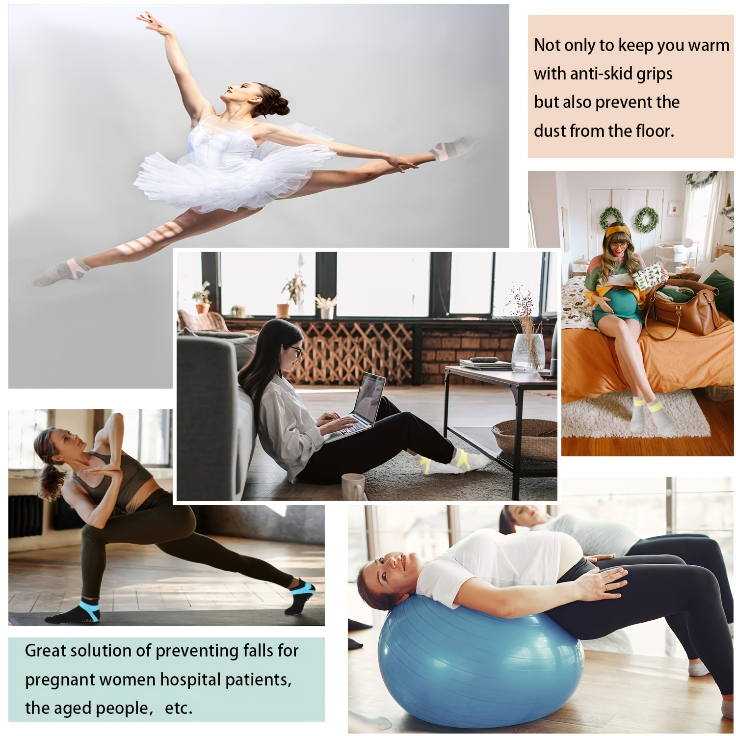 Calcetines de yoga antideslizantes con empuñaduras, para pilates, ball –