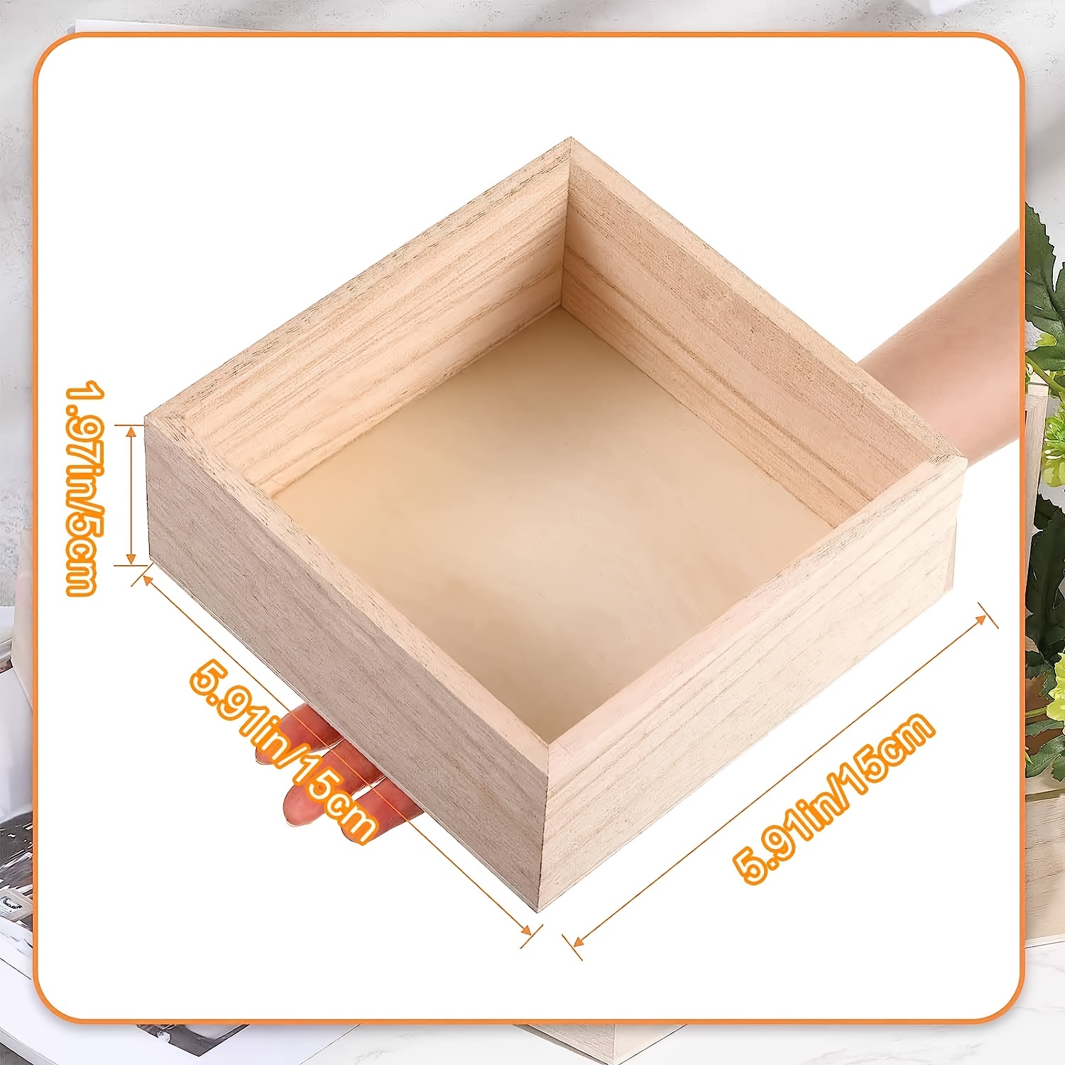 Caja de madera rústica, caja pequeña de madera, 4 piezas pequeñas cuadradas  de madera, organizador de almacenamiento, caja de manualidades, caja de