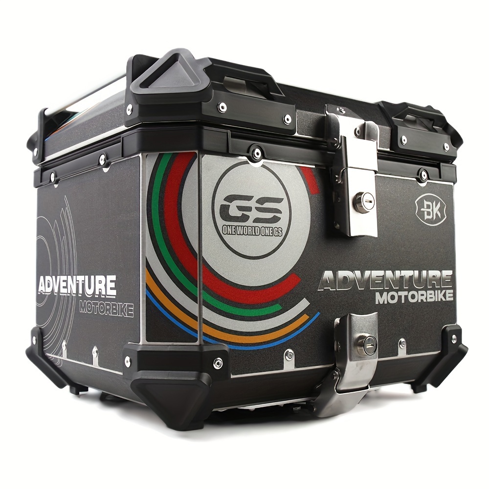 LESANM Top Case Moto, 45L [Lourd Devoir] Aluminium Universel Moto Tail Box  Trunk Tour Storage avec Serrure de Sécurité pour Casque Bagages, Top Case