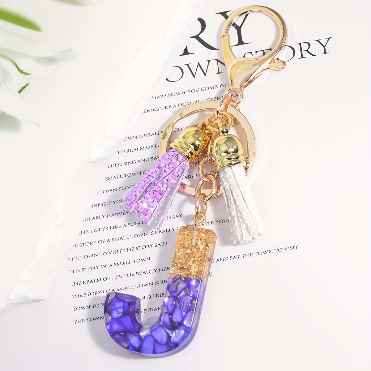 Golden Glitter Initial Letter Keychain Alphabet Key Chain - Temu