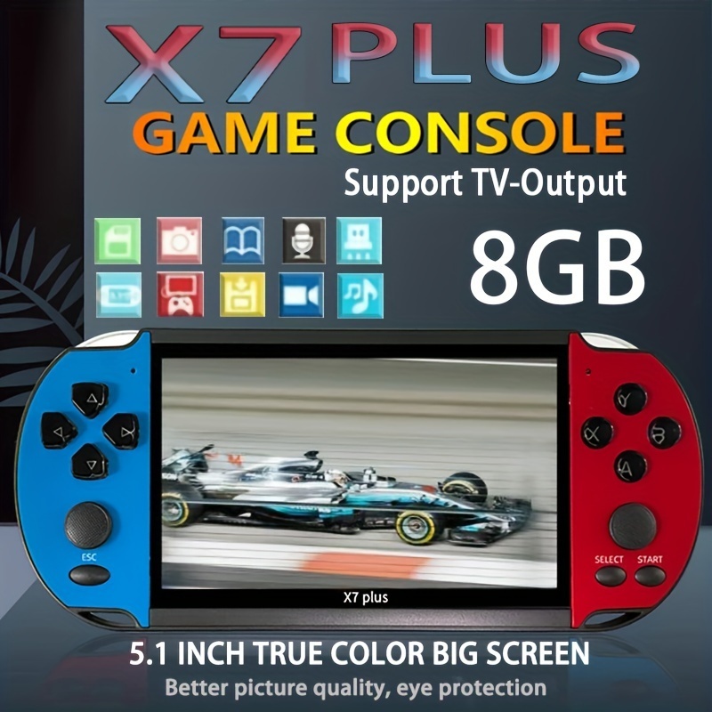 Console rétrogaming GENERIQUE Console de jeux portable X7 PLUS 5,1 pouces  rétro - Rouge