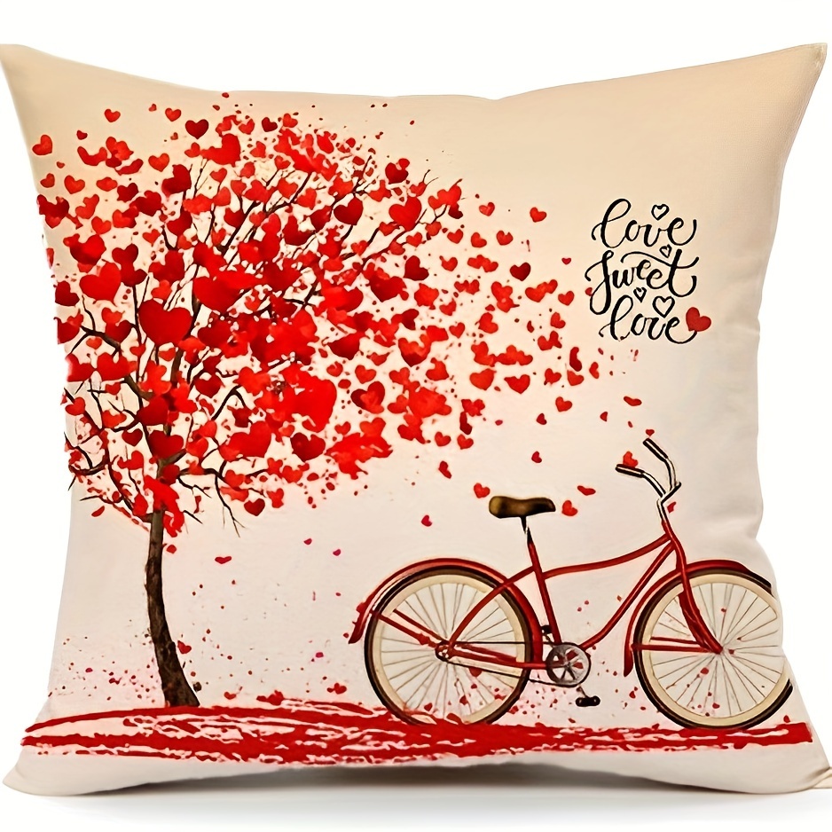 Valentine's Day Throw Pillow Covers, Watercolor Flower Gnome Loving Heart  Bicycle Holiday Decor Cushion Cases,for Couch Sofa Living Room  Outdoor,,without Pillow Inserts - Temu