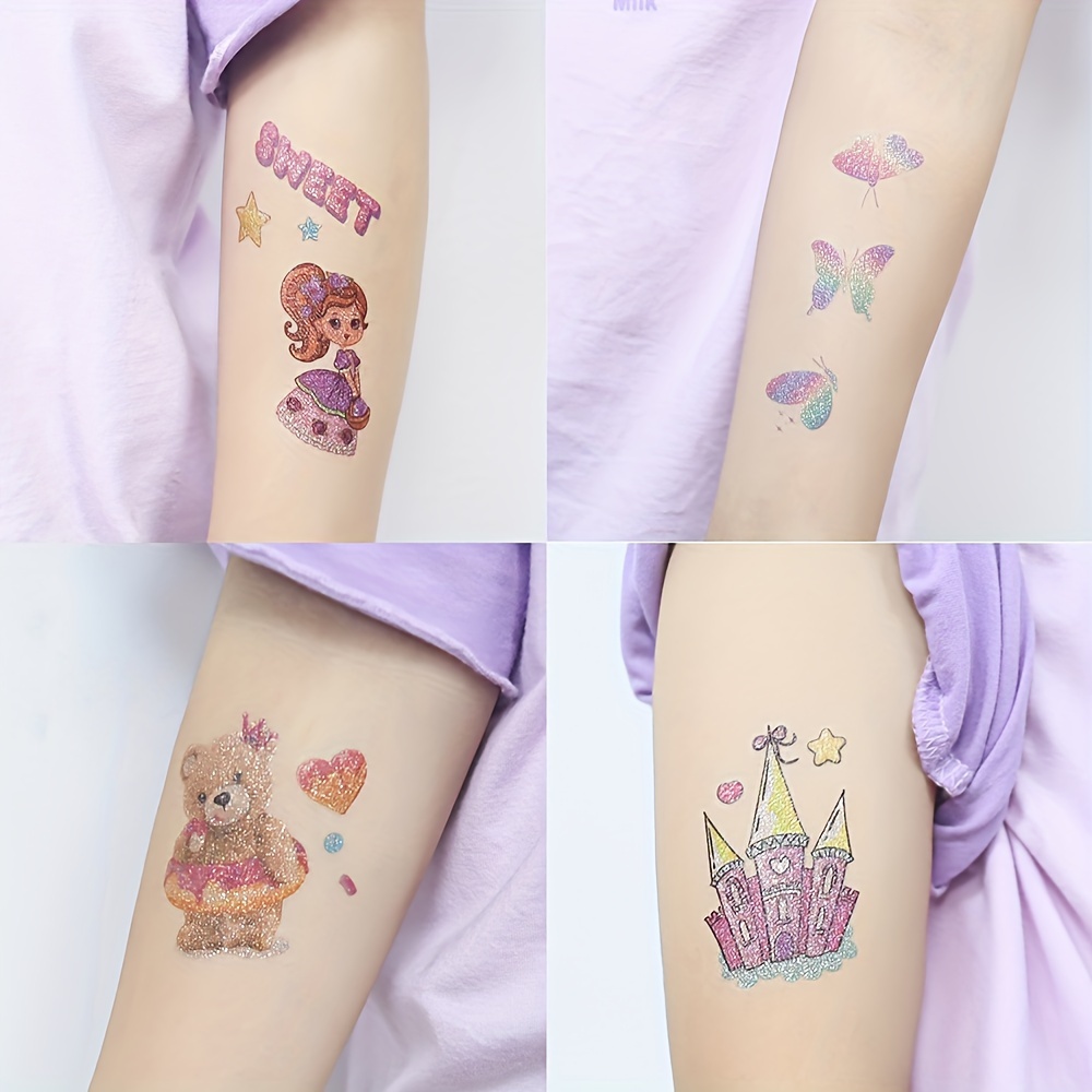 Glitter Cute Princess Tatuajes Temporales Para Niños Glitter - Temu Chile