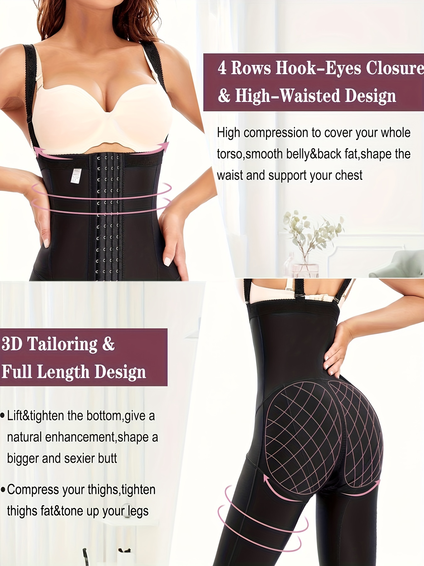 Cheap Women Shapewear High Waist Slimming Compression Zipper Closure Crotch  Butt lifted Tummy Control Adjustable Straps Figure shaping Lady Body Shaper