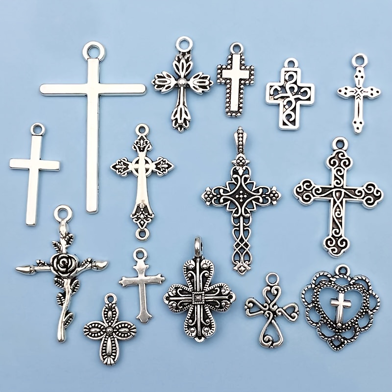 Randomly Mix 15pcs Antique Silver Fashion Cross Charms Pendants For Jewelry  Making Findings Crafting Accessory For DIY Necklace Bracelet