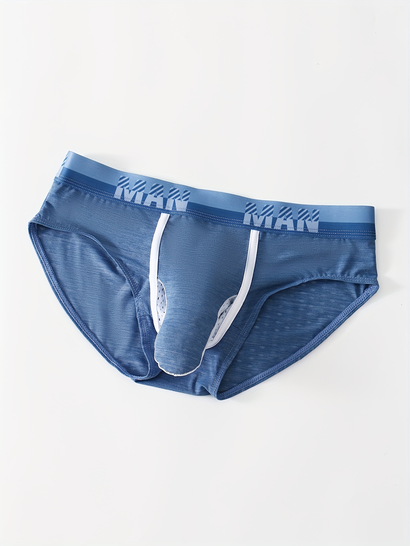 See Through Men Underpants Solid Color Mesh Yarn Mid Waist Transparent  Underwear