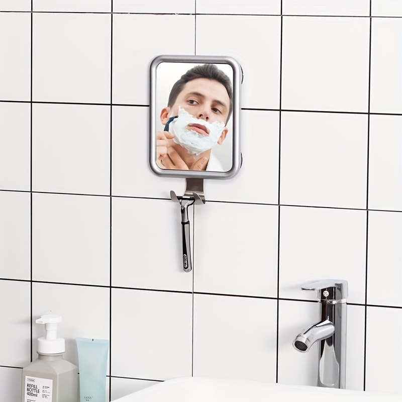 Espejo de ducha sin niebla (5.25 x 7 pulgadas), incluye 1 ganchos  adhesivos, espejo de ducha antivaho portátil, espejo de afeitado de  maquillaje