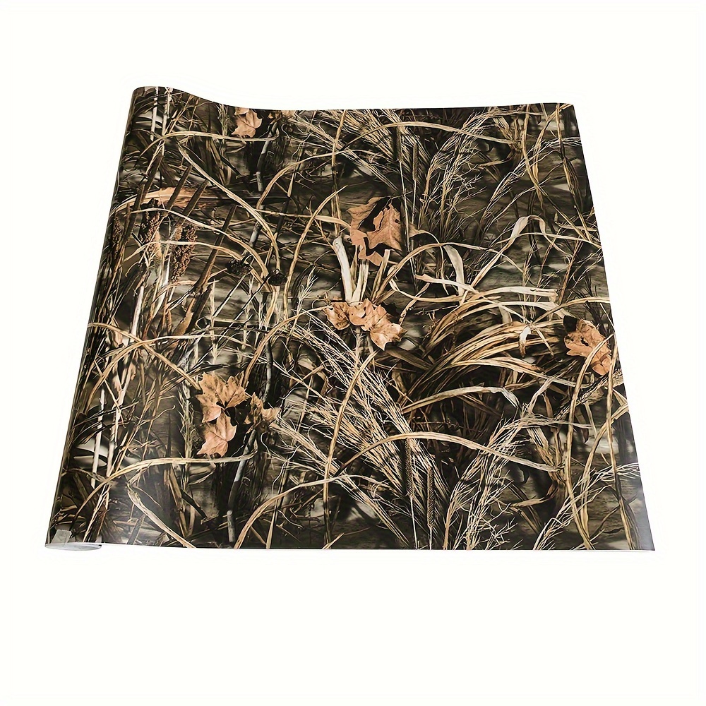 1roll 50 X 150 Cm/19.69 X 59.06 In Car Leaf Camo Vinyl Wrap Grass Camo Film Car Color Change Film Grass Branch Waterproof Car Film
