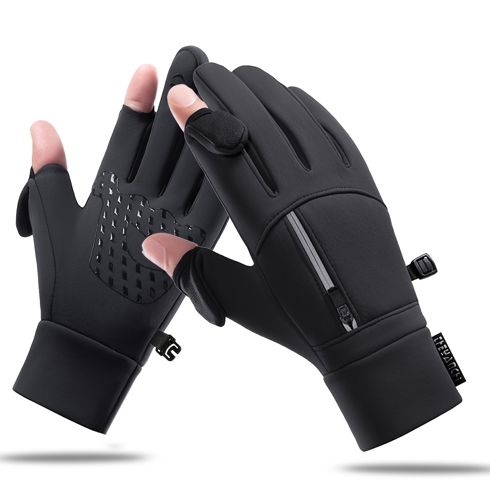 

1pair Winter Windproof Waterproof Touch Screen Warm Gloves, For Outdoor Cycling, Fishing, Running, Skiing
