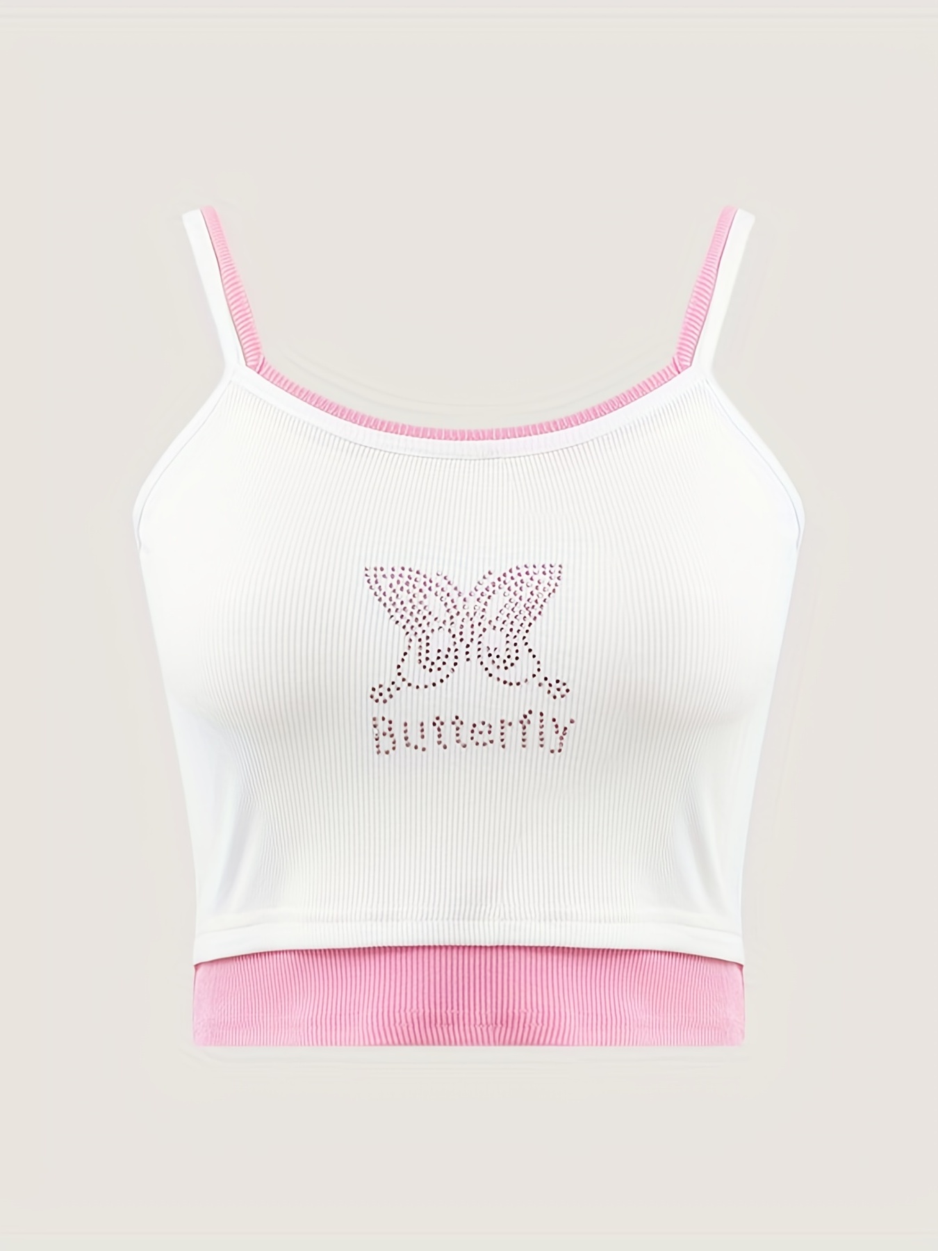 Y2k Kpop Butterfly Rhinestone 1 Cami Top Sexy Fashion - Temu Canada