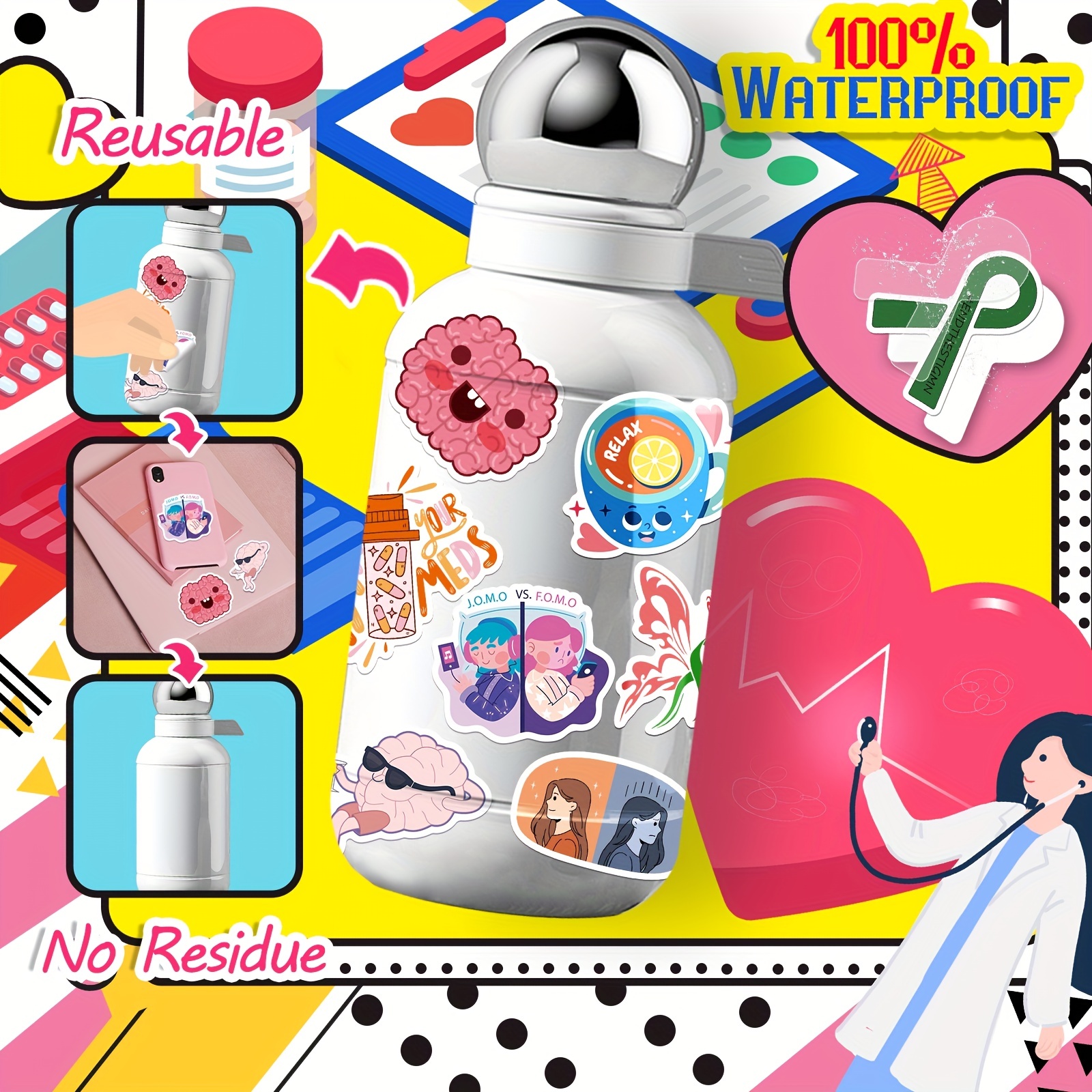 Mental Health Stickers bulk Water Bottle Stickers For Kids - Temu
