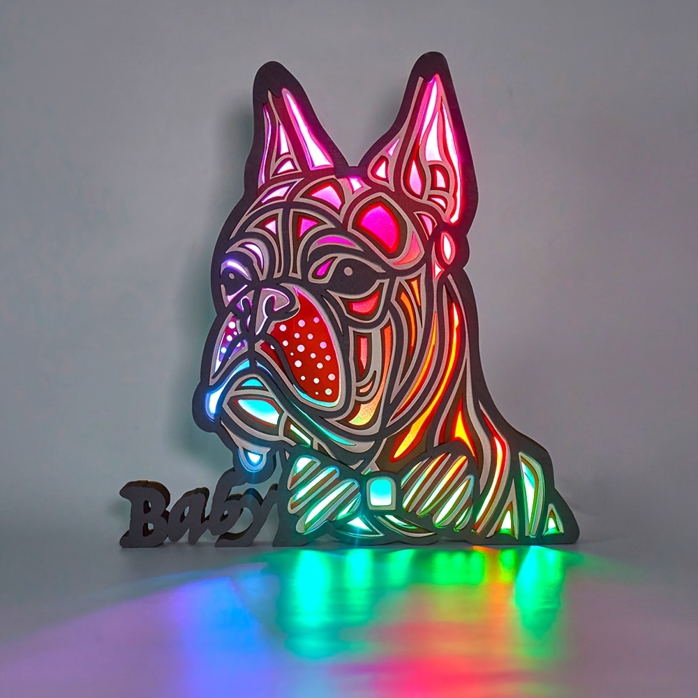 French Bulldog 3d Wooden Carving Led Night Light Perfect Temu