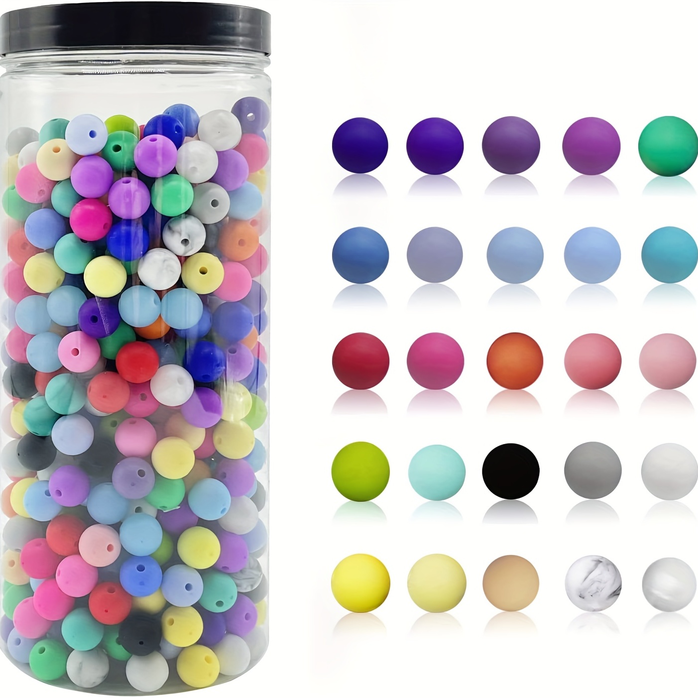 Mixed Color Silicone Beads With Box Pen Rubber Beads For - Temu