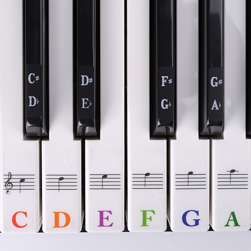 Piano Keyboard Stickers for 88/61/54/49/37 Key, Bold Large Letter Piano  Stickers for Learning, Removable Piano Keyboard Letters, Notes Label for  Beginners and Kids, Multicolor 