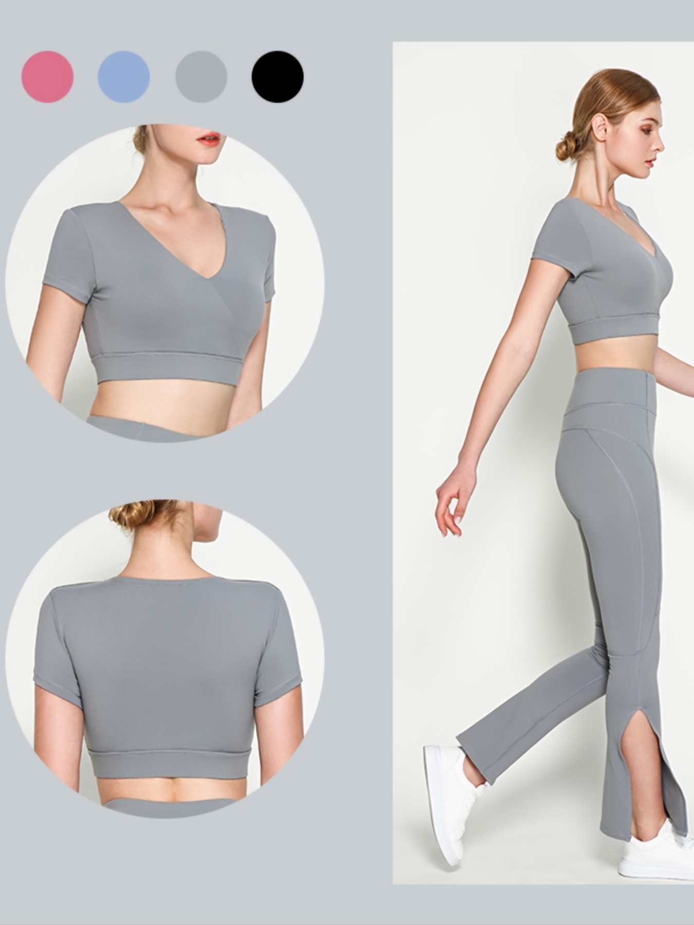Women Yoga Shirts Long Sleeve Sports Crop Top Padded Workout