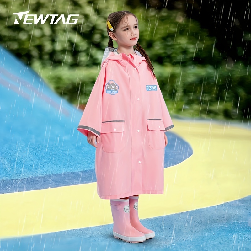 Poncho impermeable para niños, chaqueta impermeable con capucha para niños  y niñas, traje de lluvia reutilizable con posición de mochila
