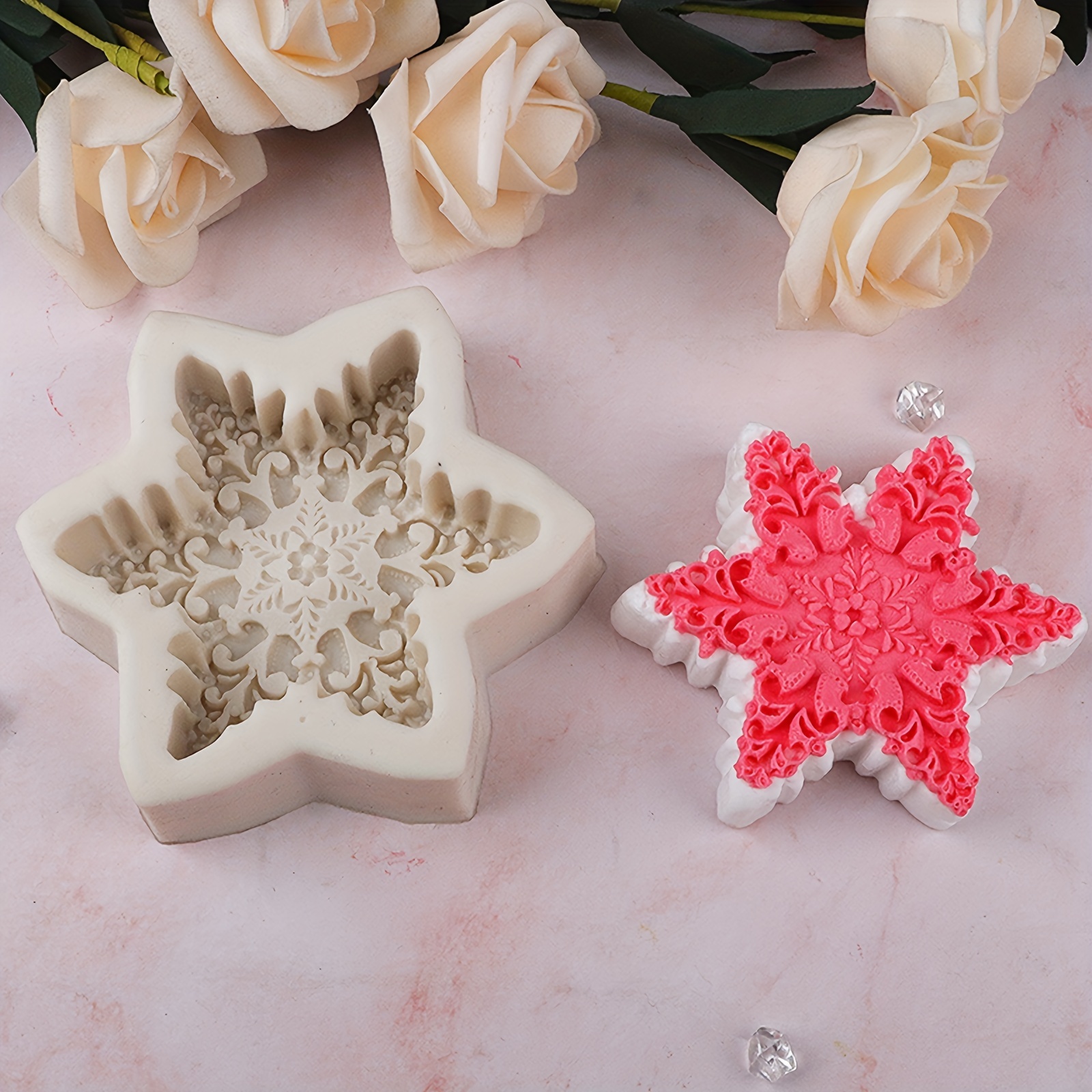 1pc, Snowflake Candle Mold, Christmas Snowflake Candle Mold, Silicone  Candle Mold, Candle Mold For Soy Wax, Aromatherapy Candle Making, Soap Mold