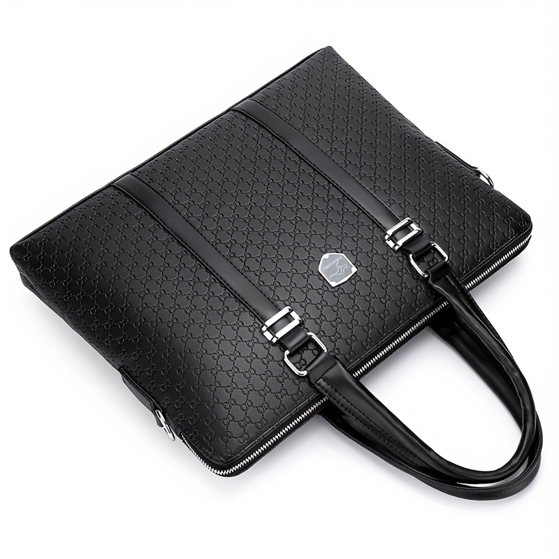 LOUIS VUITTON Leather Briefcase Black Messenger Shoulder Laptop