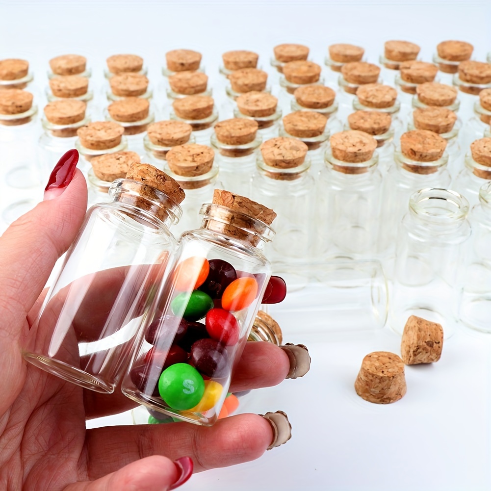 25 botellas pequeñas de vidrio con tapones de corcho, almacenamiento de  manualidades para manualidades, mini frascos de vidrio de 0.2 fl oz,  pequeños