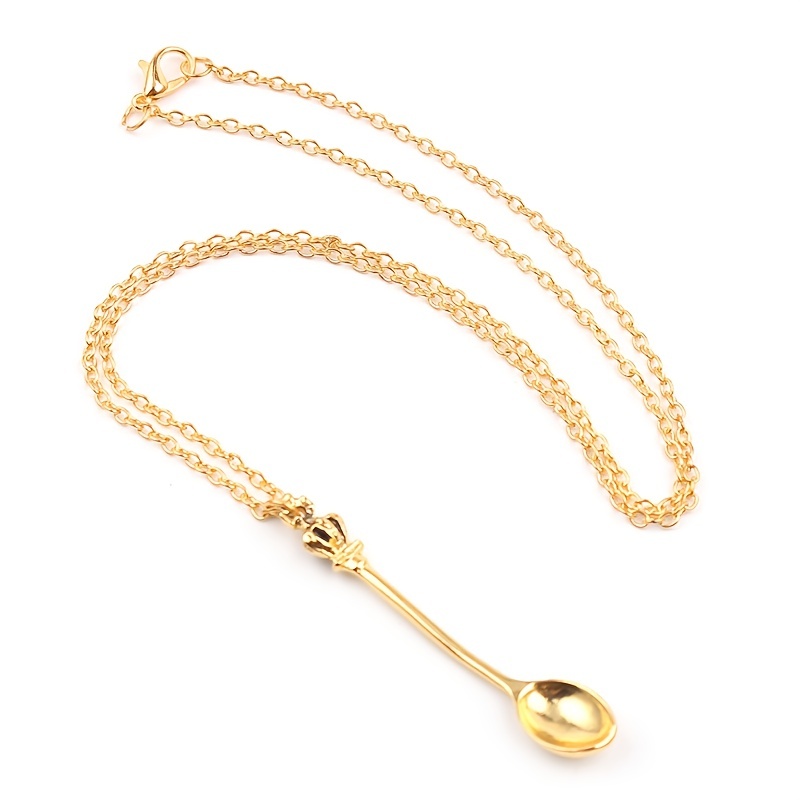 Creative Crown Mini Tea Spoon Pendant Necklace