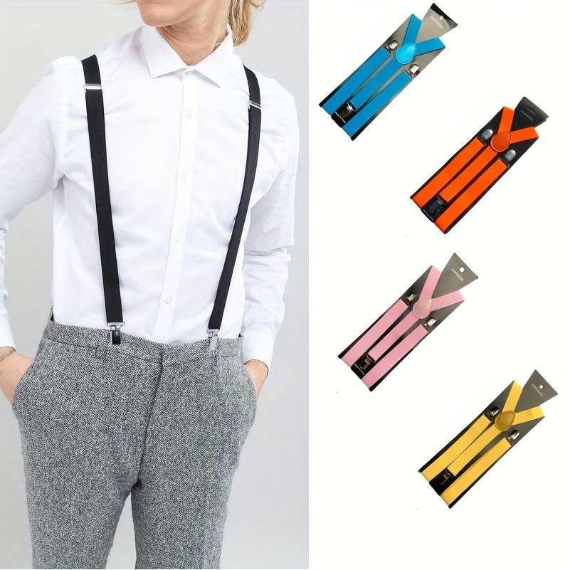 1pc Suspenders With Side Clip Mens Back Strap Elastic Suspenders