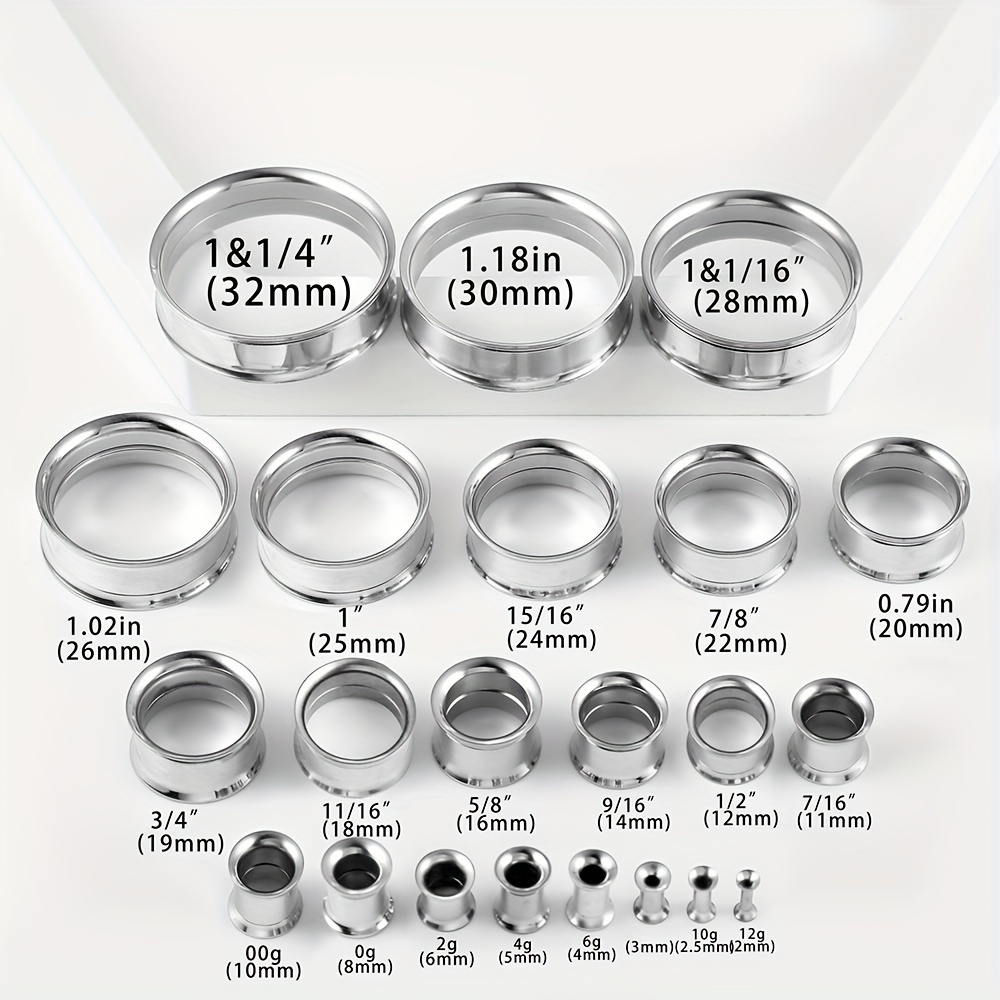 Round Ear Plugs Gauges Set 316 Stainless Steel Tunnels Plugs Temu Canada