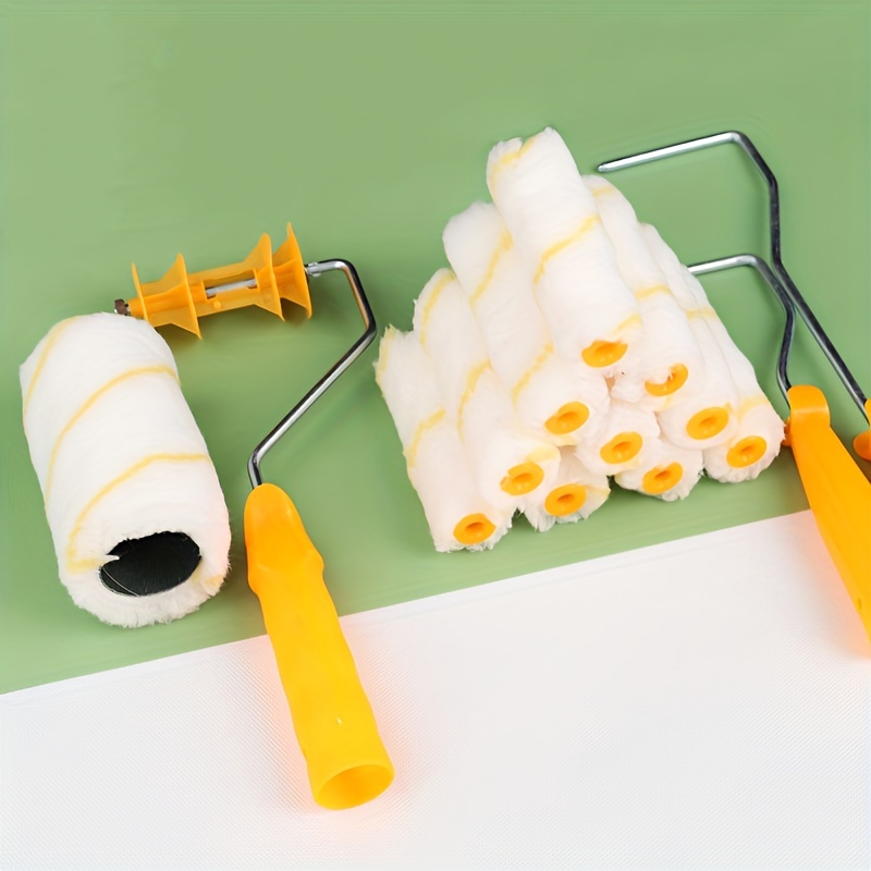 61pcs Mini Paint Roller Covers Kit 4 inch Small Paint Rollers with Roller Frame Polyester Paint Roller Brush Reusable Paint Roller Handle with 60